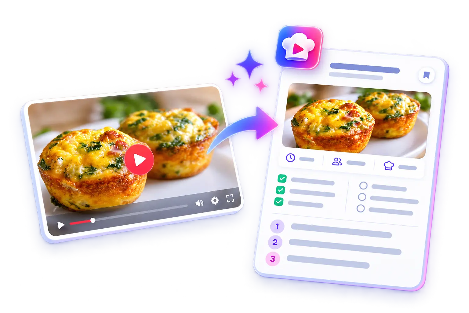 A cooking video becoming a ChefScribe recipe card